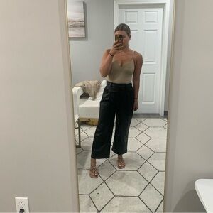 Jonathan Simkhai Pants Wide Leg Pleated Trousers in Faux Leather Black